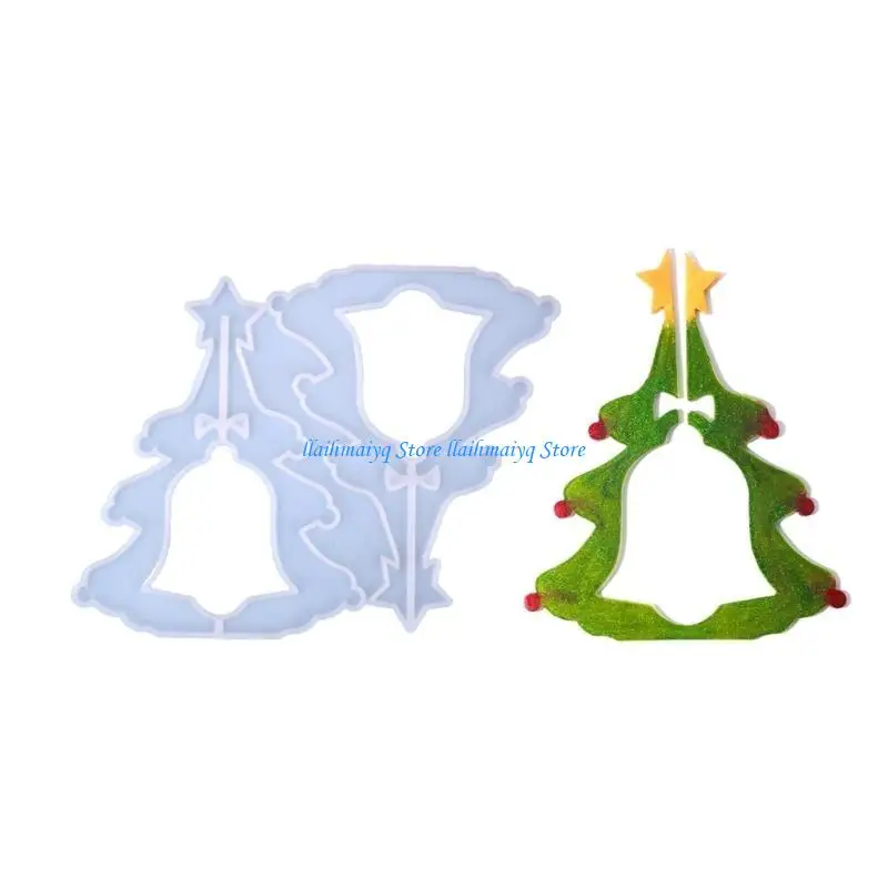 573B عيد الميلاد شجرة جرس الجرس السيليكون الحلي عيد الميلاد الحلي القوالب لحرف DIY