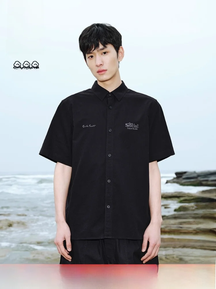 

Ja Jones Men's Cotton Embroidered Casual irt Summer Faion Urban Sle Travel Suitable Stand Fit ort Sve Button up