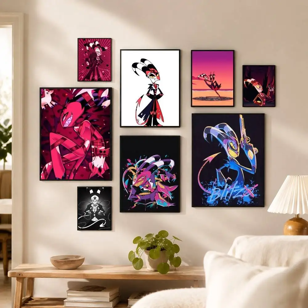 H-Helluva Boss B-Blitzo Poster Waterproof Wall Art Sticker For Bar Living Room Vintage Decor Print