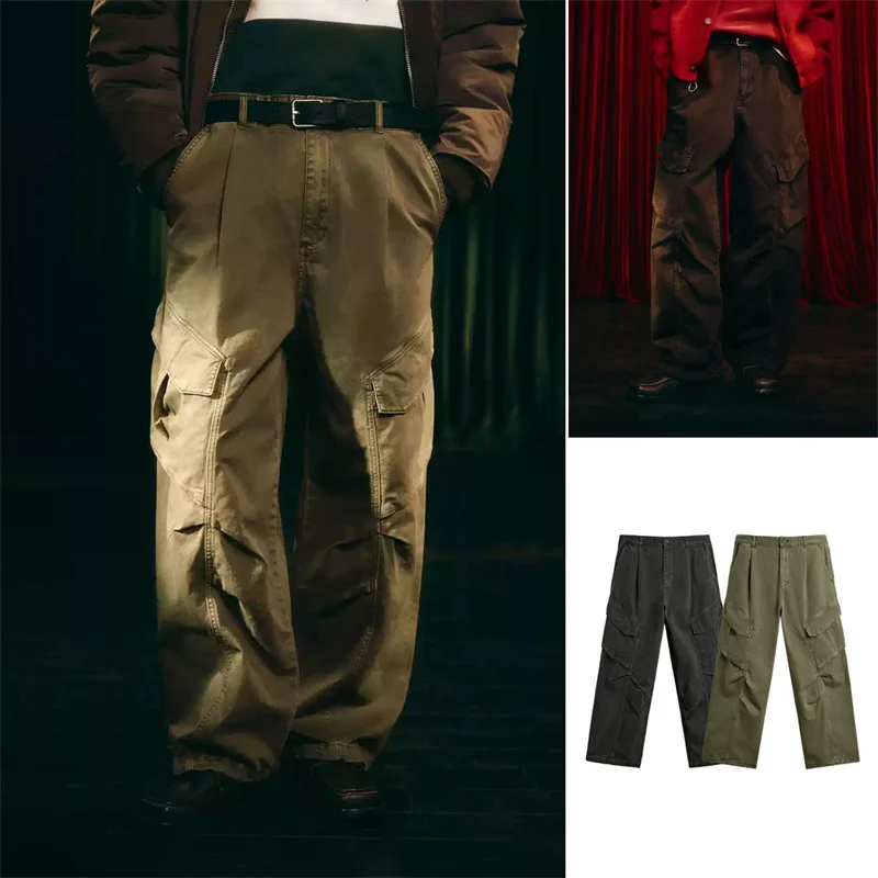 

Spring New Arrival Men's Casual Pants Loose Washed Work Trousers Fashionable Youthful Style Cotton Blend Straight Leg