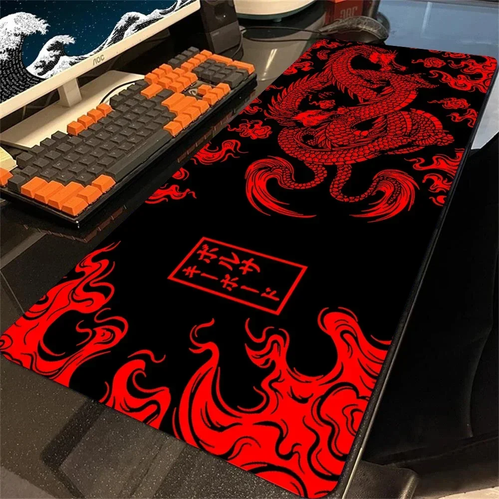 Mausepad Dragon Mouse Pad Company Large Anime Mouse Pad Desktop Table Mat Desk Mat Art Black Red Japan Carpet Gamer 900x400mm view 3