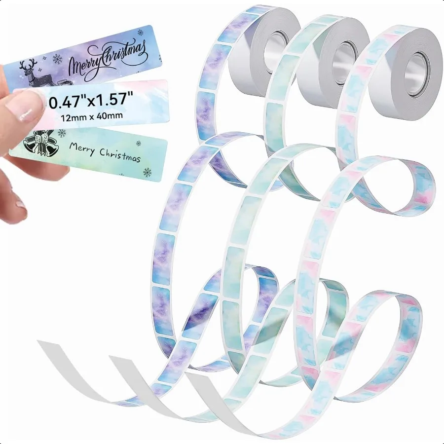 

D30 D35 Q31 Q32 Q30S Q30 Label Maker Tape Black on Colorful Starry Sky Patterns Sticker Thermal Label Paper SelfAdhesive Label
