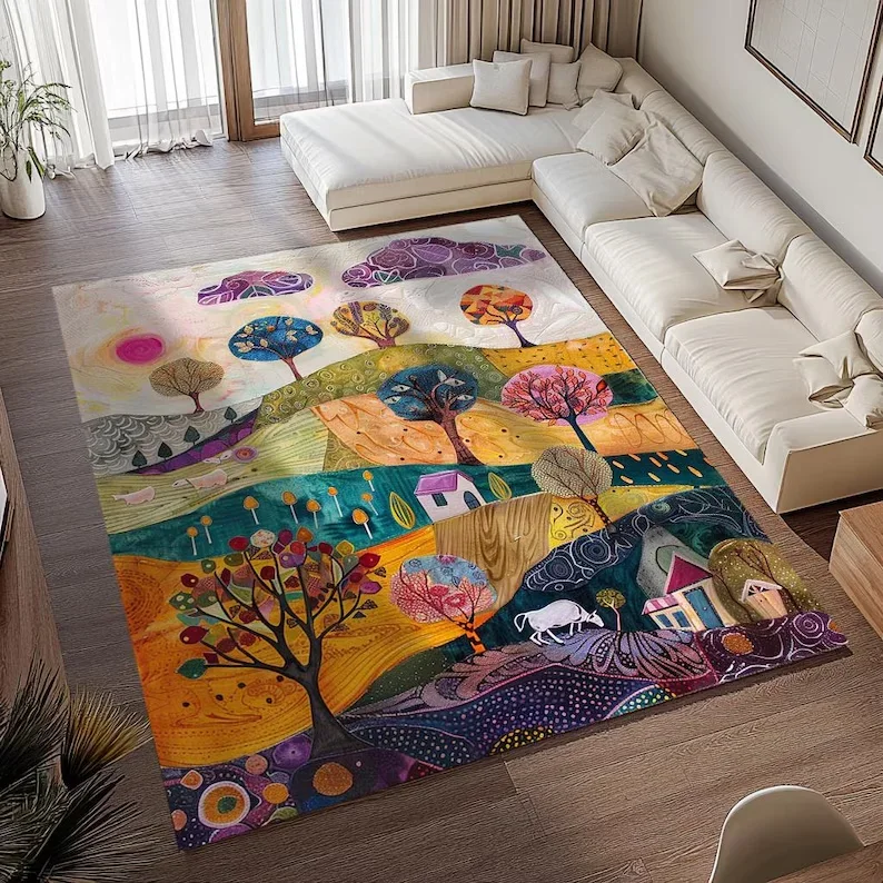 Keep Off Rug Green  Grass Pattern  Modern  Runner Home Decor Area Rug for Living Room Housewarming Gift