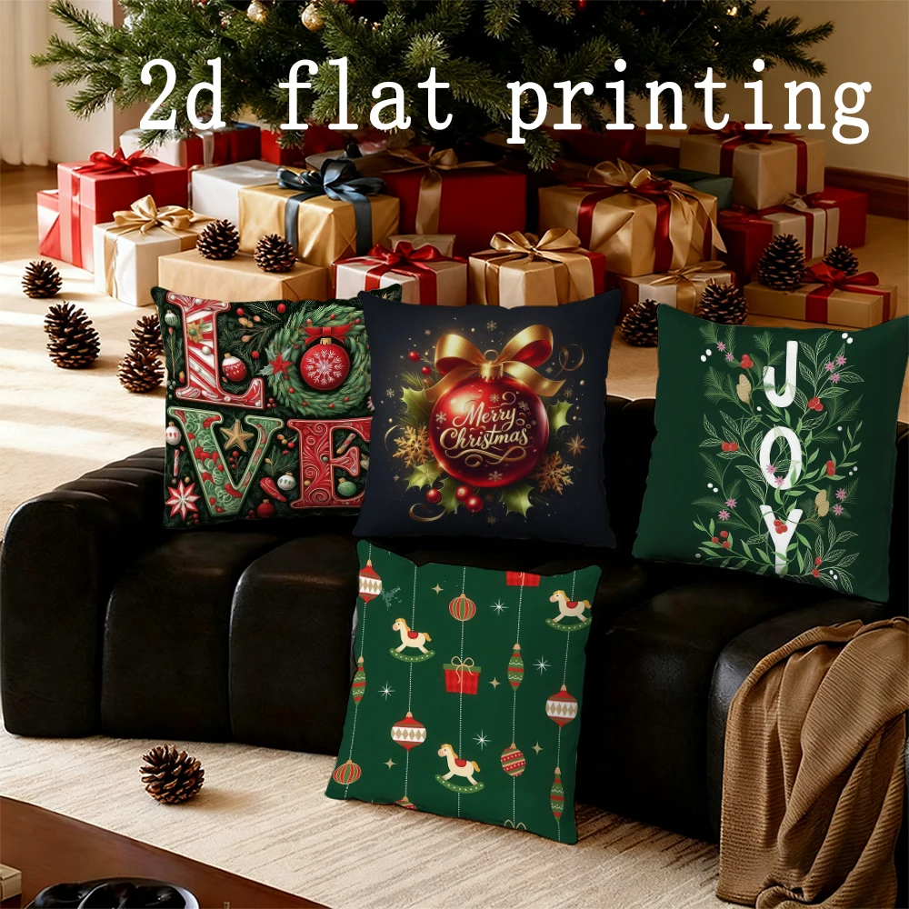 Dekorasi Rumah Sarung Bantal Dekoratif Selamat Natal Cocok Untuk Sofa Kamar Tidur Mobil Sarung Bantal Bantal Persegi Panjang Bantal Sandaran