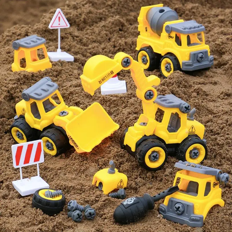 Engenharia caminhão escavadeira brinquedo para crianças, carga de desmontagem, descarga, parafuso bulldozer, ferramenta criativa, brinquedos