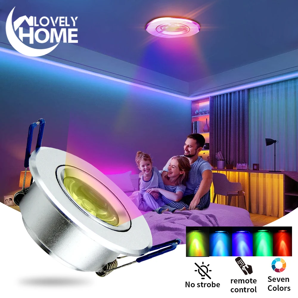 

Embeded LED Ceiling Lamp 85-265V RGB Color Changing Light LED Downlight Recessed Round Silver 3W for Living Room