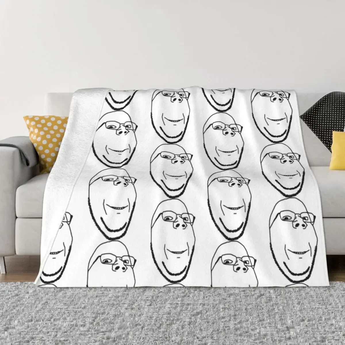 

Smiling Wholesome Wojak Soyjak Throw Blanket Tourist Blanket Comforter Blanket Plaid Dorm Room Essentials