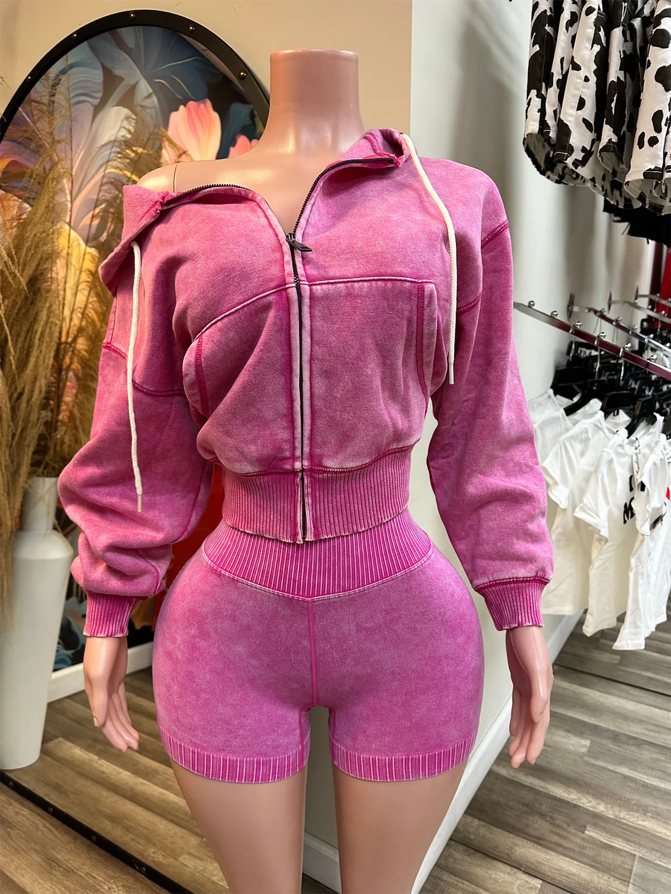 Lady Thick Hooded Sports Shorts Outfits Sexy Women Two Pieces Gym Tracksuit Set Elegant Club Matching Set