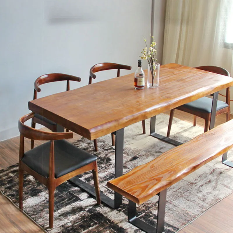 

Retro-style Log Dining Table Rectangular Large Solid Wood Coffee Home Restaurant Articulos Para El Hogar Retro Dining Table