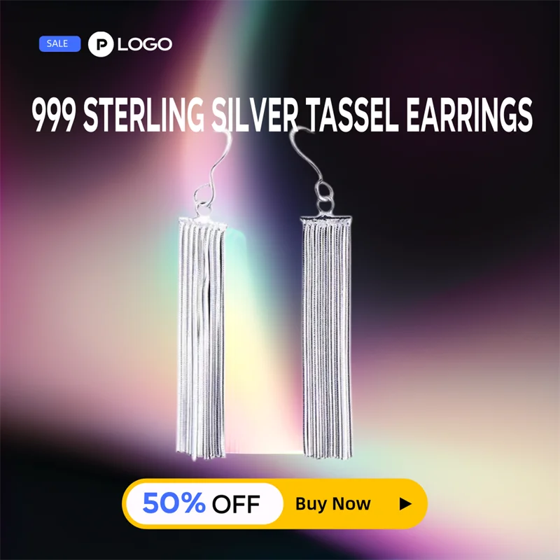 

Women's S999 Pure Silver Earrings - Original Design, Korean-Japanese Elegance, Long Tassel Hooks, Anti-Allergy Birthday Gift