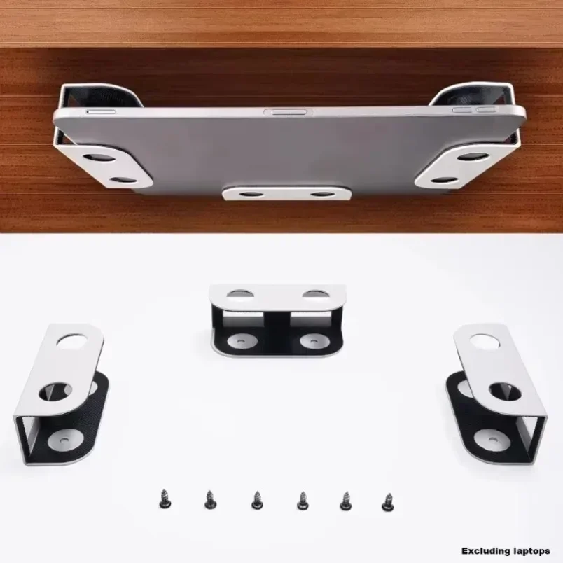 Metal Under Desk Laptop Tray Mount Hidden Storage Holder for Notebook Space Saving Workspace Organizer Slide Out No Drill