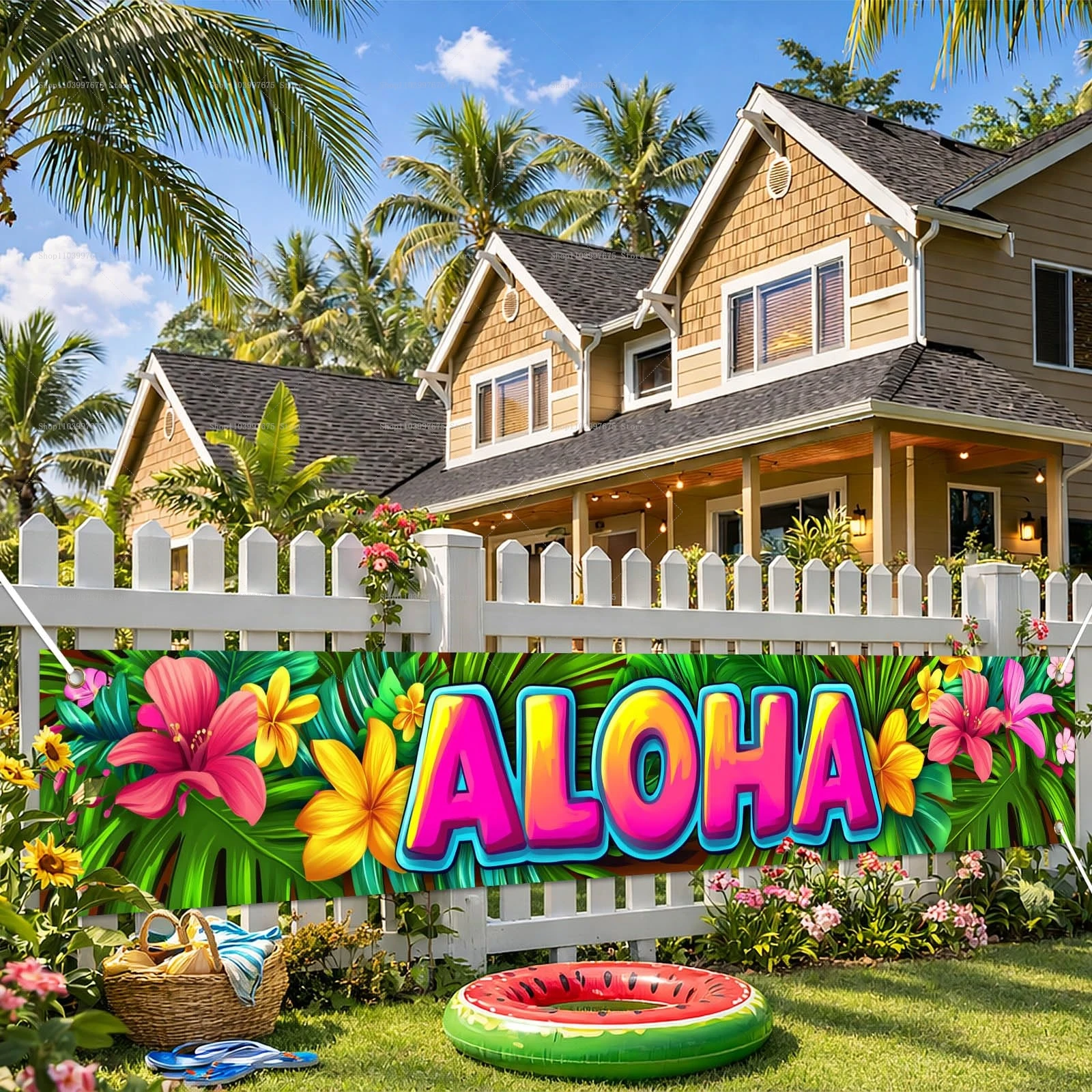 Bandera 2D Aloha, Decoraciones - Summer Clothing Banner reseña y precio