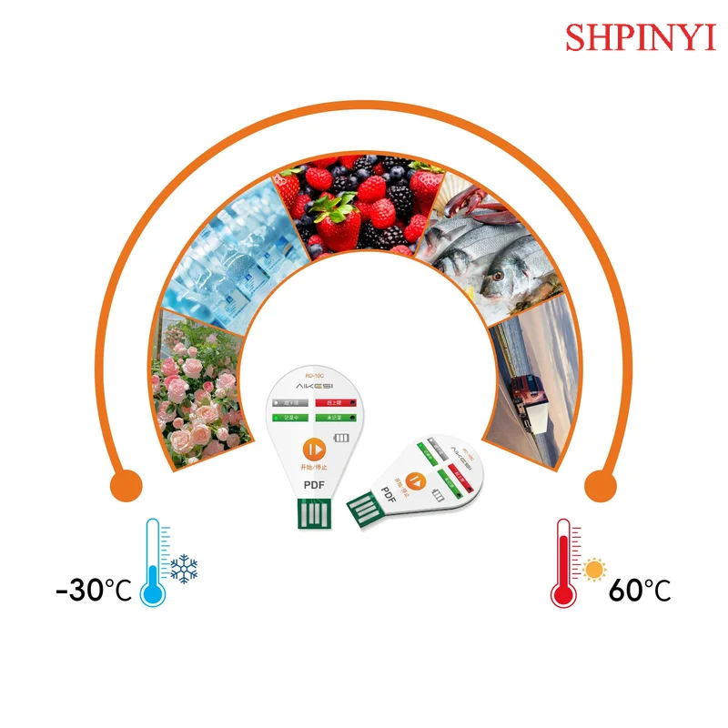 Aikesi RD-10C Reusable  Use USB Temperature Data Logger for Fresh Food, Vaccine Cold Chain Transportation