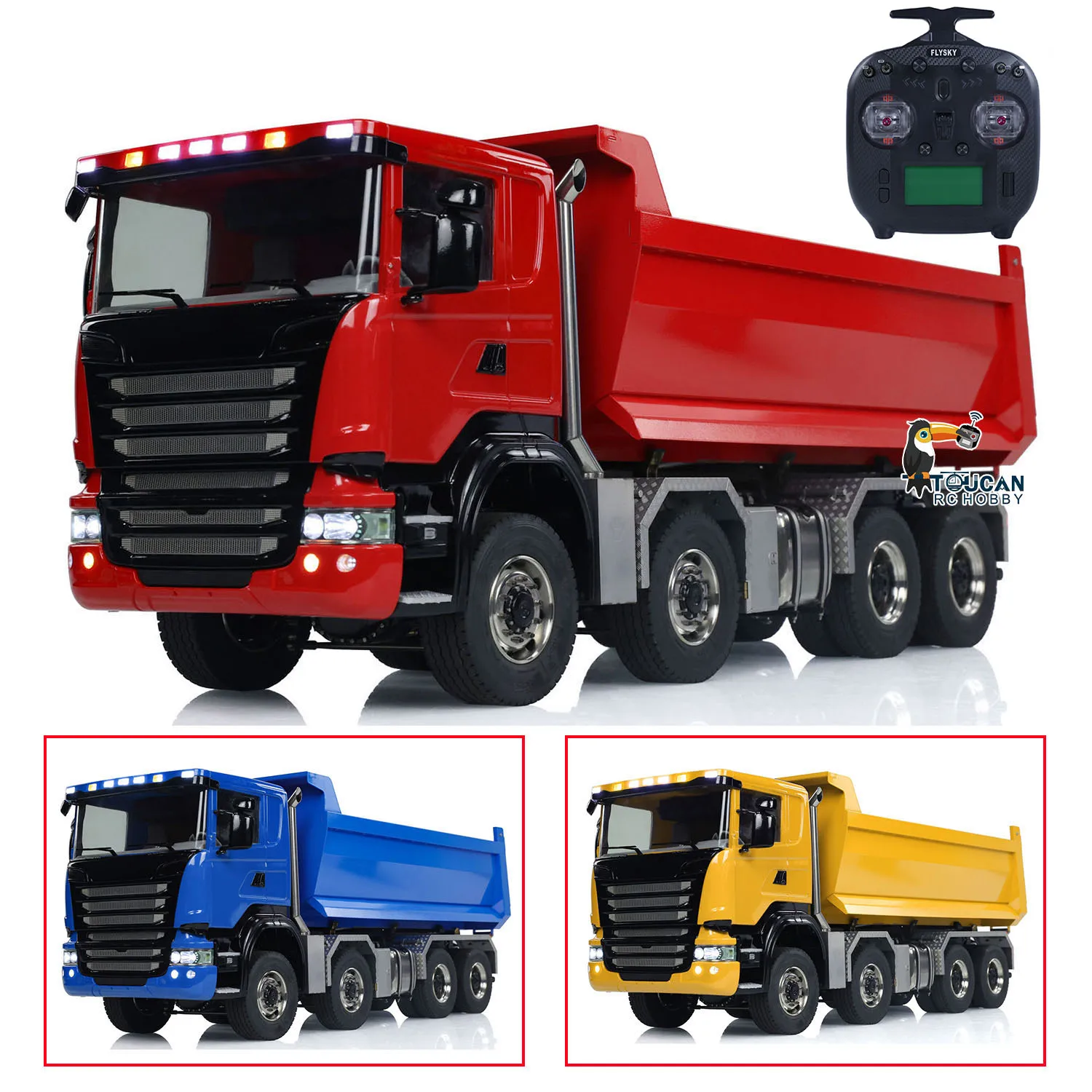 8x8 1/14 RC Hydraulic Full Dump Truck Roll Off Dumper Car Differential Lock Axles with Sound light system Tipper Model Toy Gift