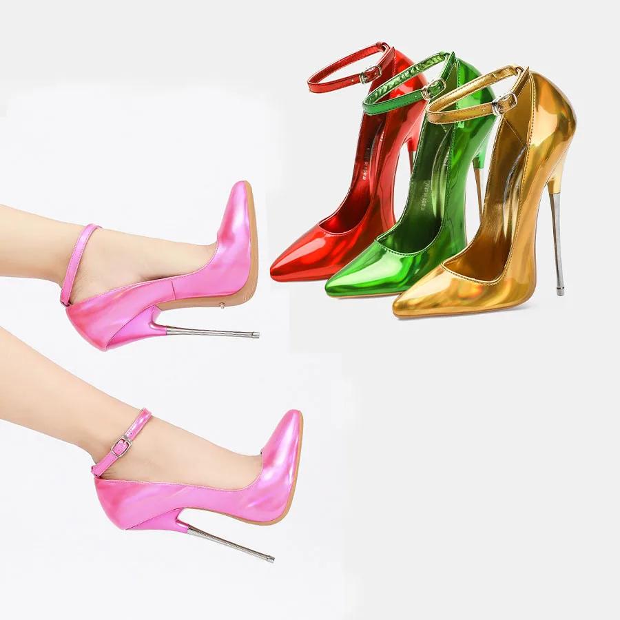 

Shiny Metallic Patent Leather High Heels 16cm Super Women's Pumps Stiletto Lron Heel Model Photo Special Extremes Fetish Heels