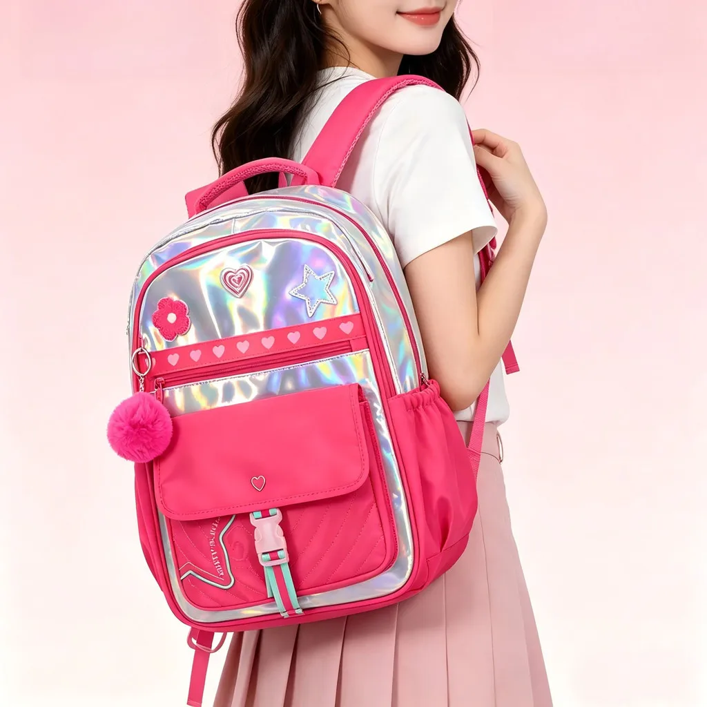 Girls Backpack Cute Laser Holographic for Elementary School Students 2026