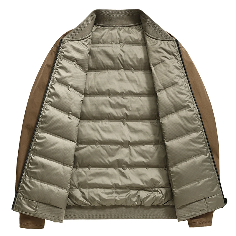 Casual Double-Sided Wearable Lightweight Men's Baseball Collar Duck Down Jackets New 2025 Autumn Winter Outwear Warm Puffer Coat