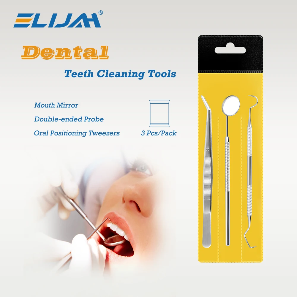 3Pcs/Set Dental Mirrors Oral Scope Tweezers Stainless Steel Teeth Cleaning Tool Oral Dental Cleaning Kit Dentist Instrument