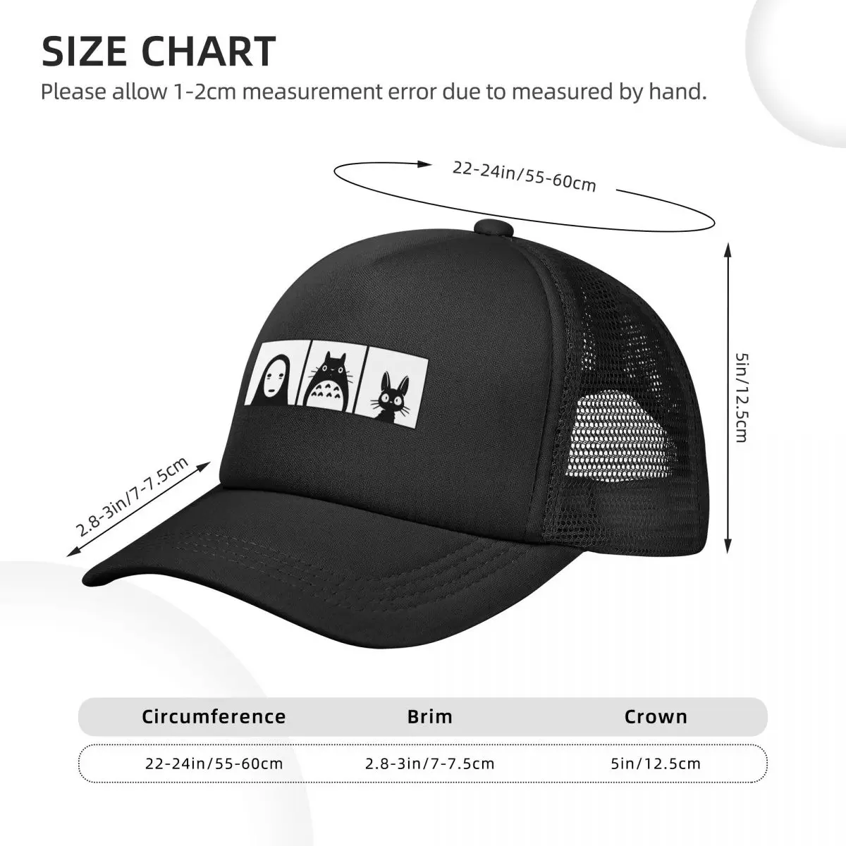 Totoro Studio Ghibli Spirited Away Classic Mesh Baseball Caps Snapback Baseball Hats Breathable Casual Casquette Outdoor Unisex