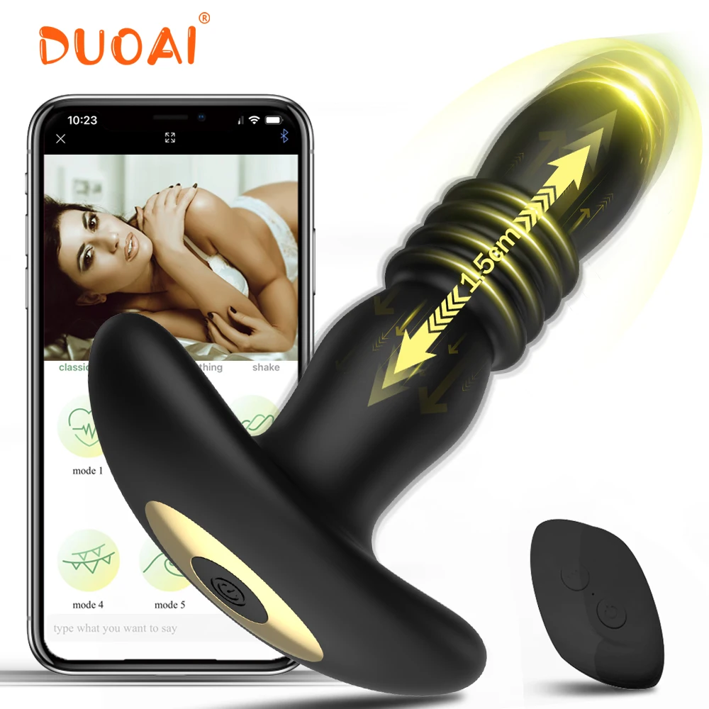 Telescopic Prostate Massager Bluetooth APP Vibrator for Men Women Anal Plug Wireless Remote Butt Plug Sex Toy for Couples Game