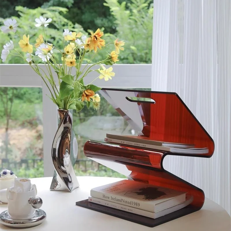 

Modern Acrylic Magazine Rack Multifunctional Book Newspaper Organizer for Home Office Decor Scandinavian Floor Display Storage