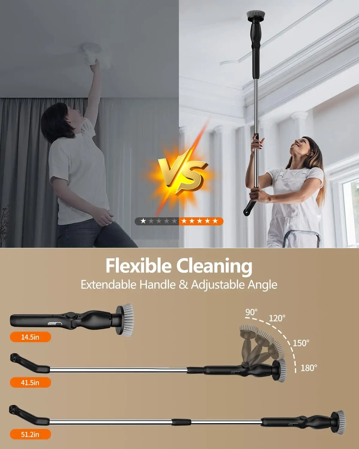 8 In 1 Adjustable Angle Electric Cleaning Brush Wireless Adjustable Bathroom Kitchen Cleaning Tool