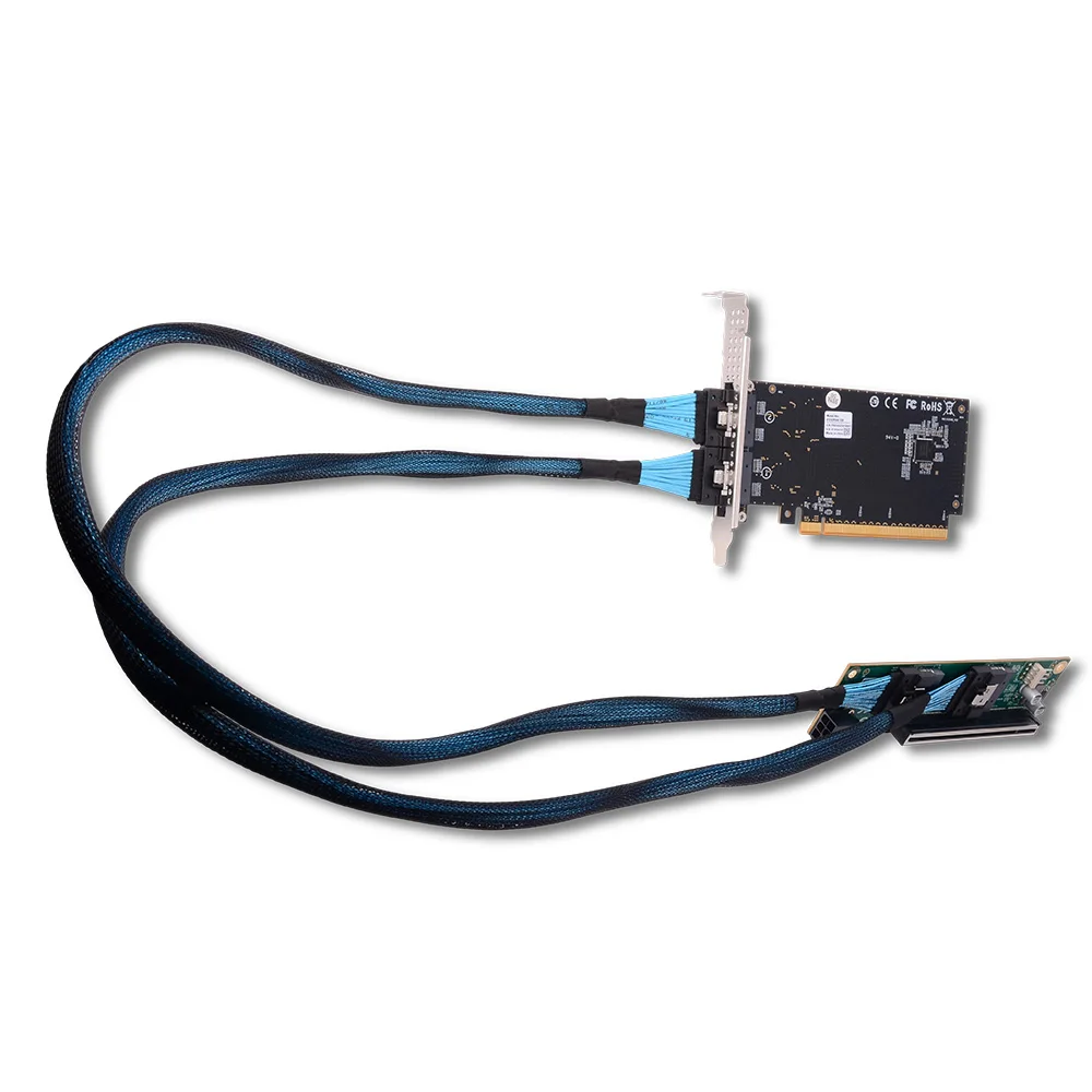 PCIe 4.0 5.0 16x إلى SlimSAS SFF8654 محول اللوحة الأم MCIO سبليت بطاقة عالية السرعة لفتحة واحدة GPU التوسع الخارجي X8/x16