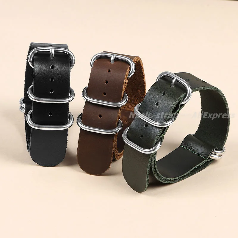 Cowhide Leather Watchband 18mm 20mm 22mm Vintage Brown Strap for Seiko for Rolex Universal Strap Men Women Bracelet Replacement