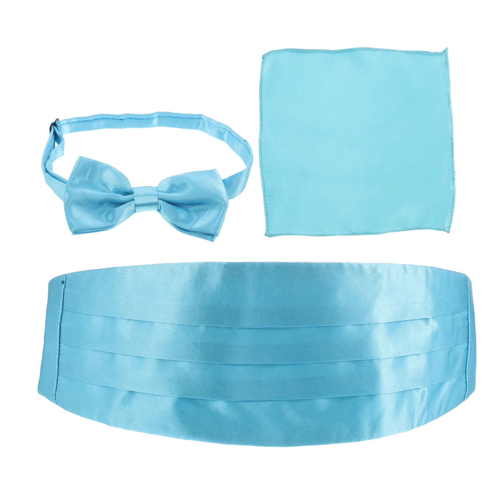 

1 Men'S Formal Bowtie Cummerbund Set Blue Waist Band Belt For Dress Wedding Business Evening Party Necktie Accessories Mens