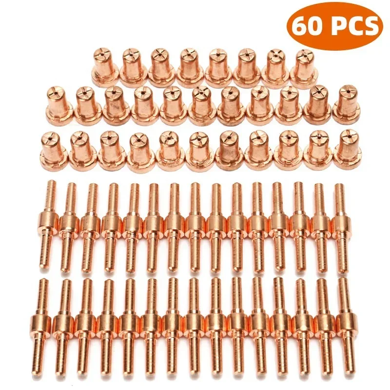 

60 шт. расходные материалы, электроды с длинным наконечником из красной меди и Длинные сопла для воздухоплазменного резака PT31 LG40 40A