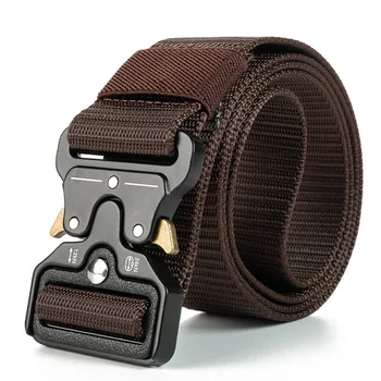 Men Belt Army Outdoor Hunting Tactical Outdoor Mountaineering Multifunctional Tactical Nylon Canvas Woven Trouser Belt