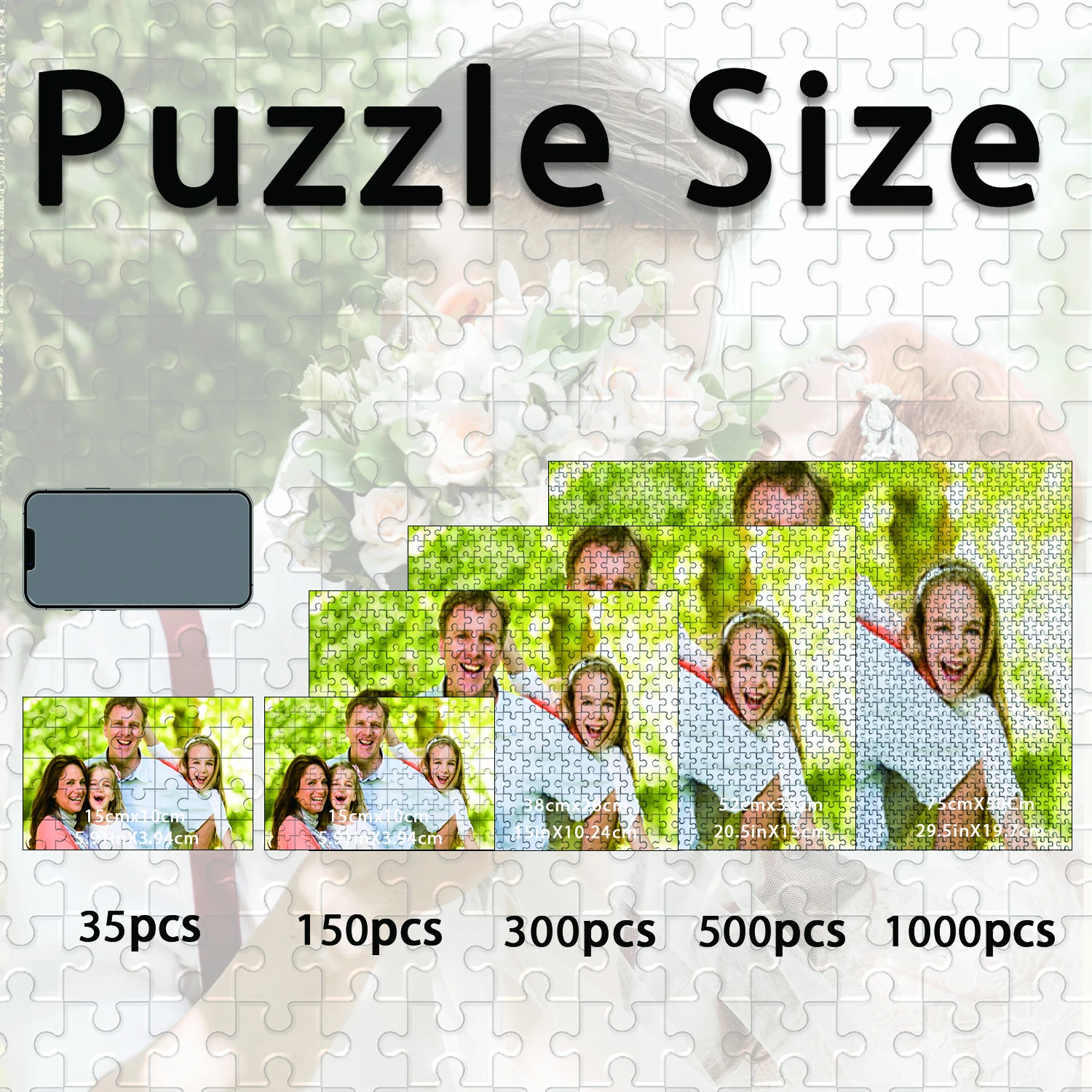 35/150/300/500/1000pcs nice family Custom Photo Personalised Decompression Puzzles Custom Puzzles in Photos Jigsaw puzzle