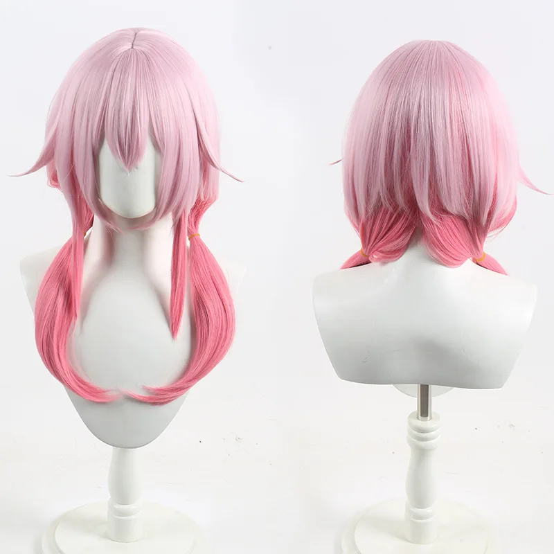 

Girls Light Pink Magenta Ombre Twin Tail Cosplay Wig Female Synthetic Hair Adjustable Cap Wig Cap For Anime Costumes Comic Con