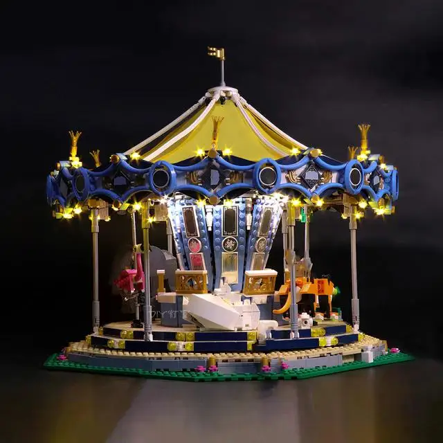 NONE Mit Licht Kinder Grand Carousel MOC Display Bausteine Ziegel Kinder Geburtstag Weihnachten Geschenk Spielzeug Kompatibel 15036 10257 4