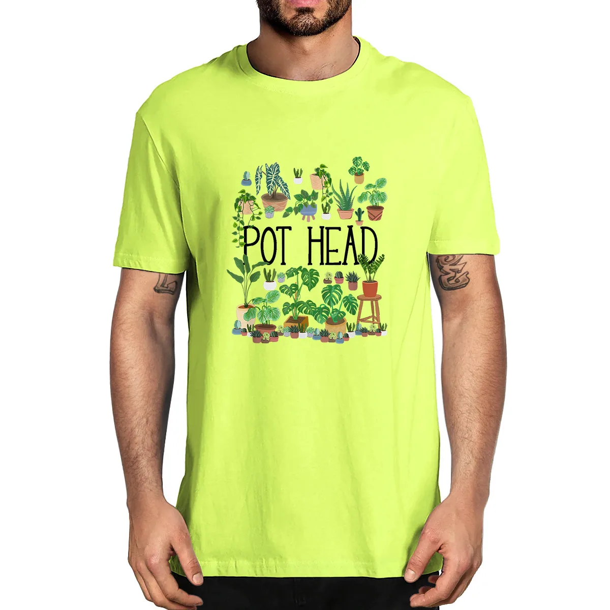 Plant Lover and Gardener Pot Head Succulent Tshirt Men's 100% Cotton Novelty T-Shirt Unisex Fashion Summer Humor Women Top Tee