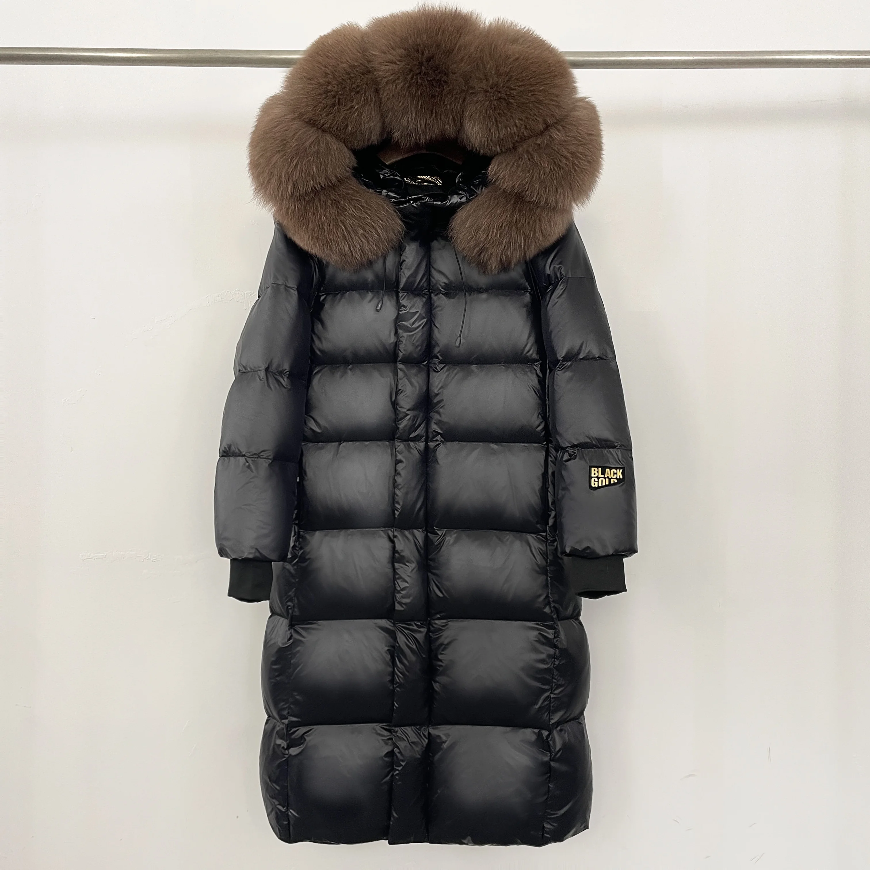 Down Jacket Women Long Puffer Jacket Winter Big Raccoon Fur Collar Thick Warm Hooded Parka Female Waterproof Down Coat Autumn