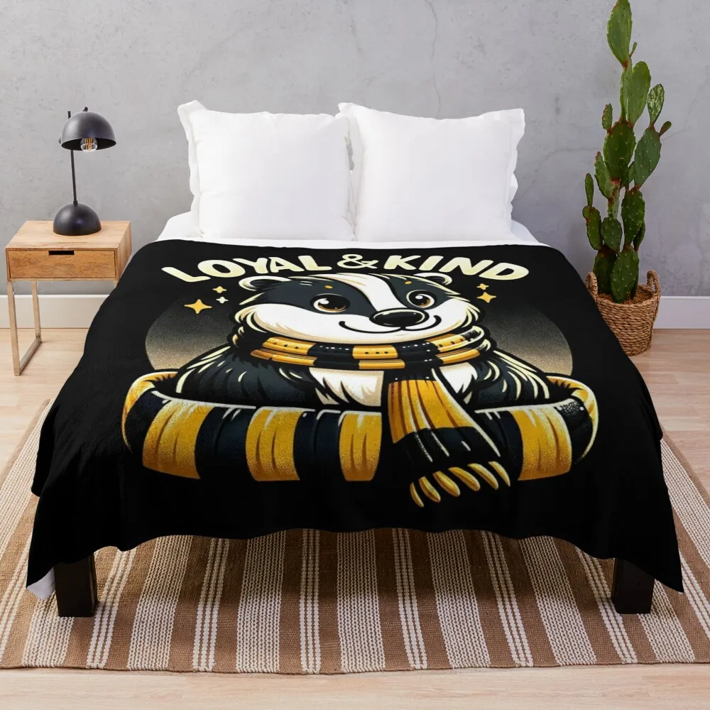 

Loyal and Kind - Badger with a Scarf - Fantasy Throw Blanket blankets and throws blankets ands Luxury Throw Blankets