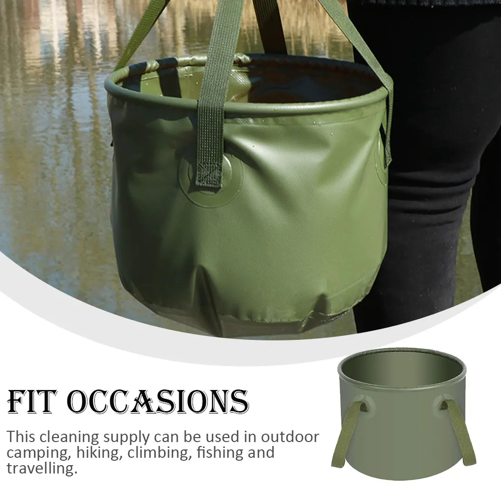 Folding Water Bucket Waterproof Fishing Storage Container with Hanging Rope Washing Basin Accessory for Picnic Hiking