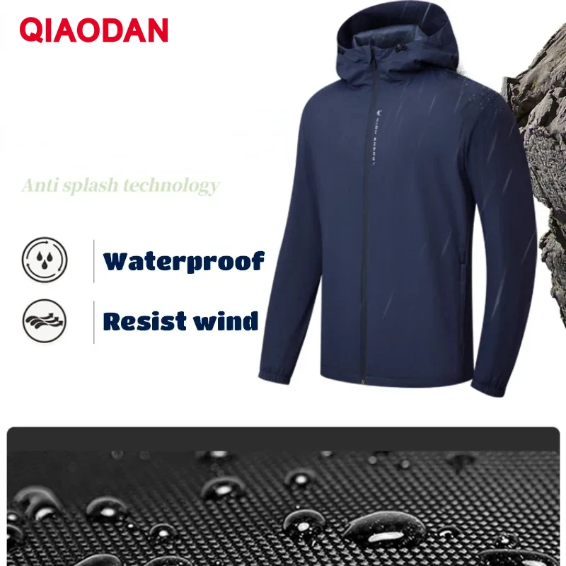 QIAODAN Trench Coat Men 2023 Autumn New Waterproof Hooded Sports Casual High Quality Anti-Pilling Outdoor Jackets XFD33232321R