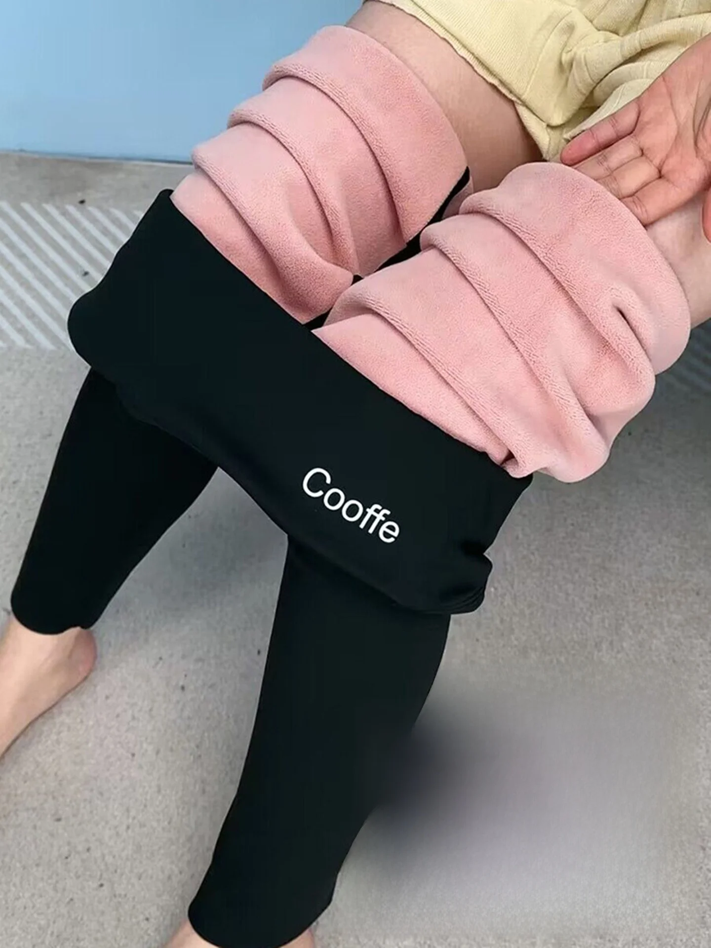 

High Waist Fce Lined ark Skin Yoga Pants plus Size Thi Warm Women's Boting Trousers Casual Long Pants Padded Butt