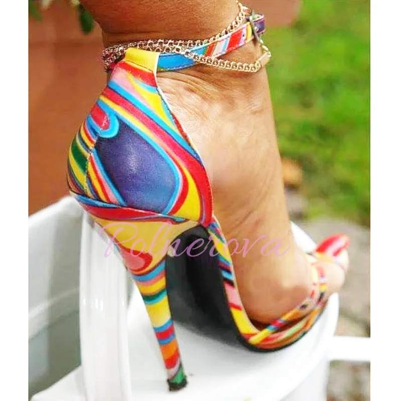 

Multicolor Open-Toed High-Heeled Sandals Women's Pumps Summer Stiletto Heels Wedding Female Shoes Zapatos Mujer 2024 Tendencia