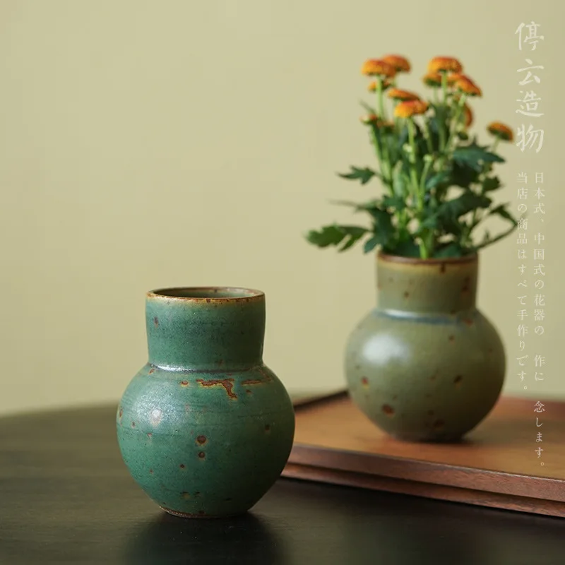 Silly rough pottery vintage old small vase Japanese pottery jar Chinese ceramic flowerware living room flower arrangement