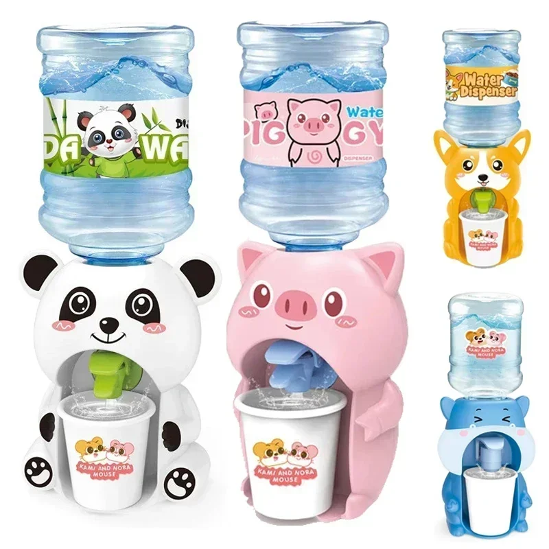 Mini Water Dispenser Cute Baby Toy Drinking Water Cooler Lifelike Children Cartoon Simulation Device for Kid Home Decor Ornament