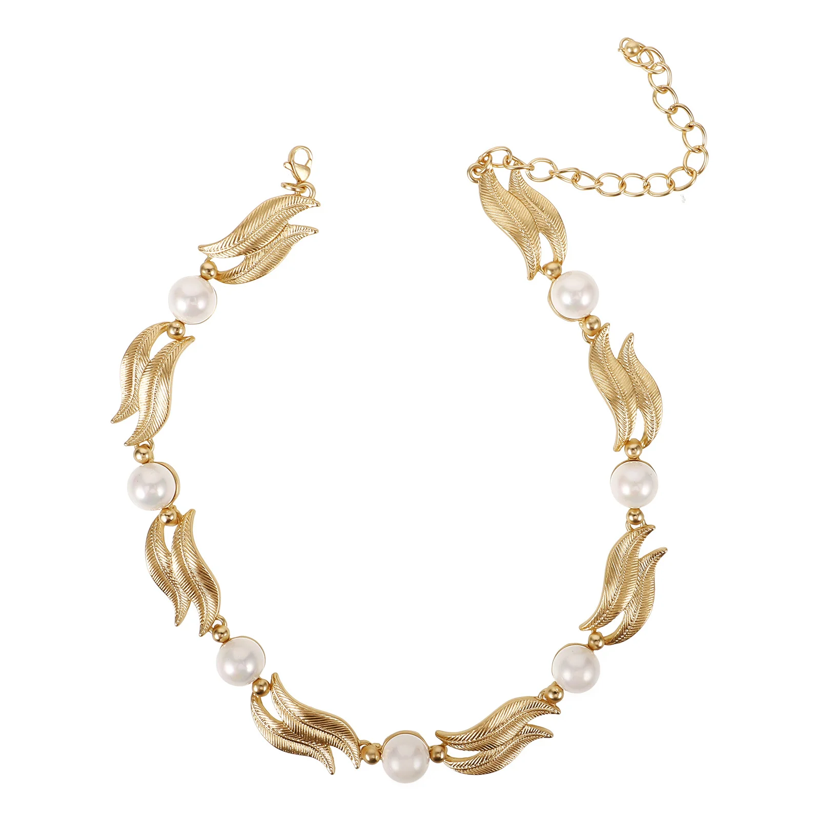 

Pearl Necklace For Women Elegant Leaf Design Clavicle Chain Fashion Jewelry Gift Wedding Party Aesthetic Accessory