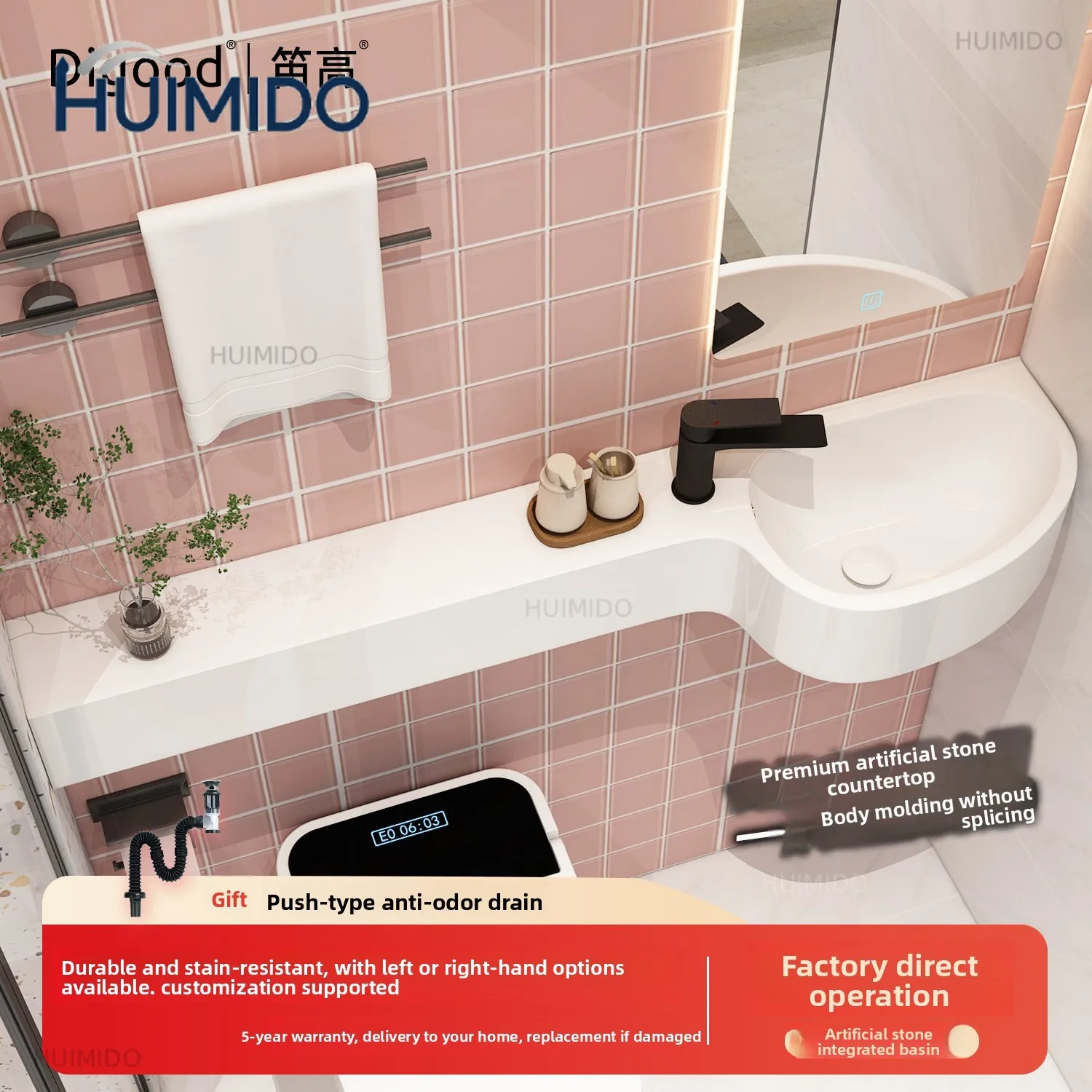 Bathroom integrated washbasin mini small apartment Japanese-style small washbasin water drop-shaped extremely narrow