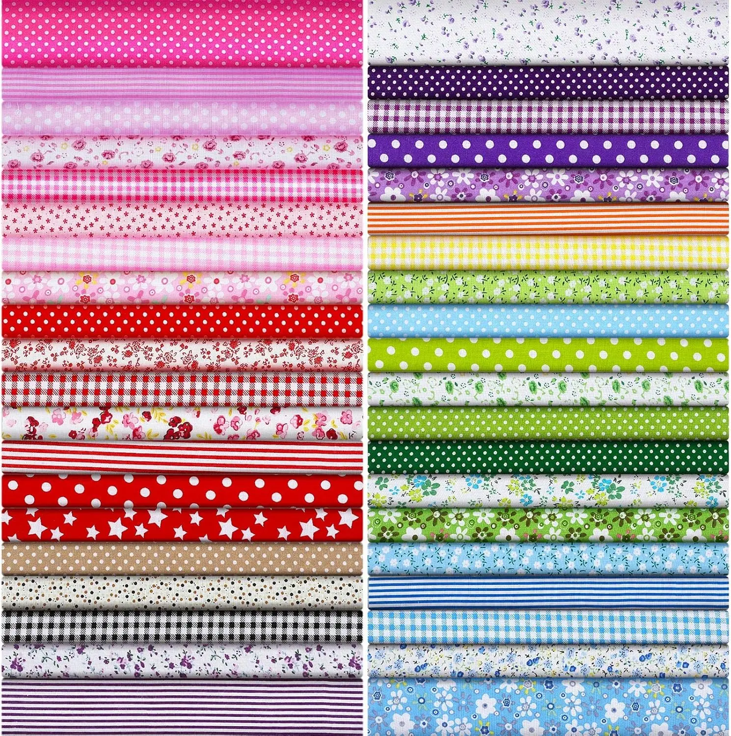 42pcs 25x25cm square cotton quilted bed sheets, pre cut with multi-color non repeating printed floral fabric, suitable for DIY