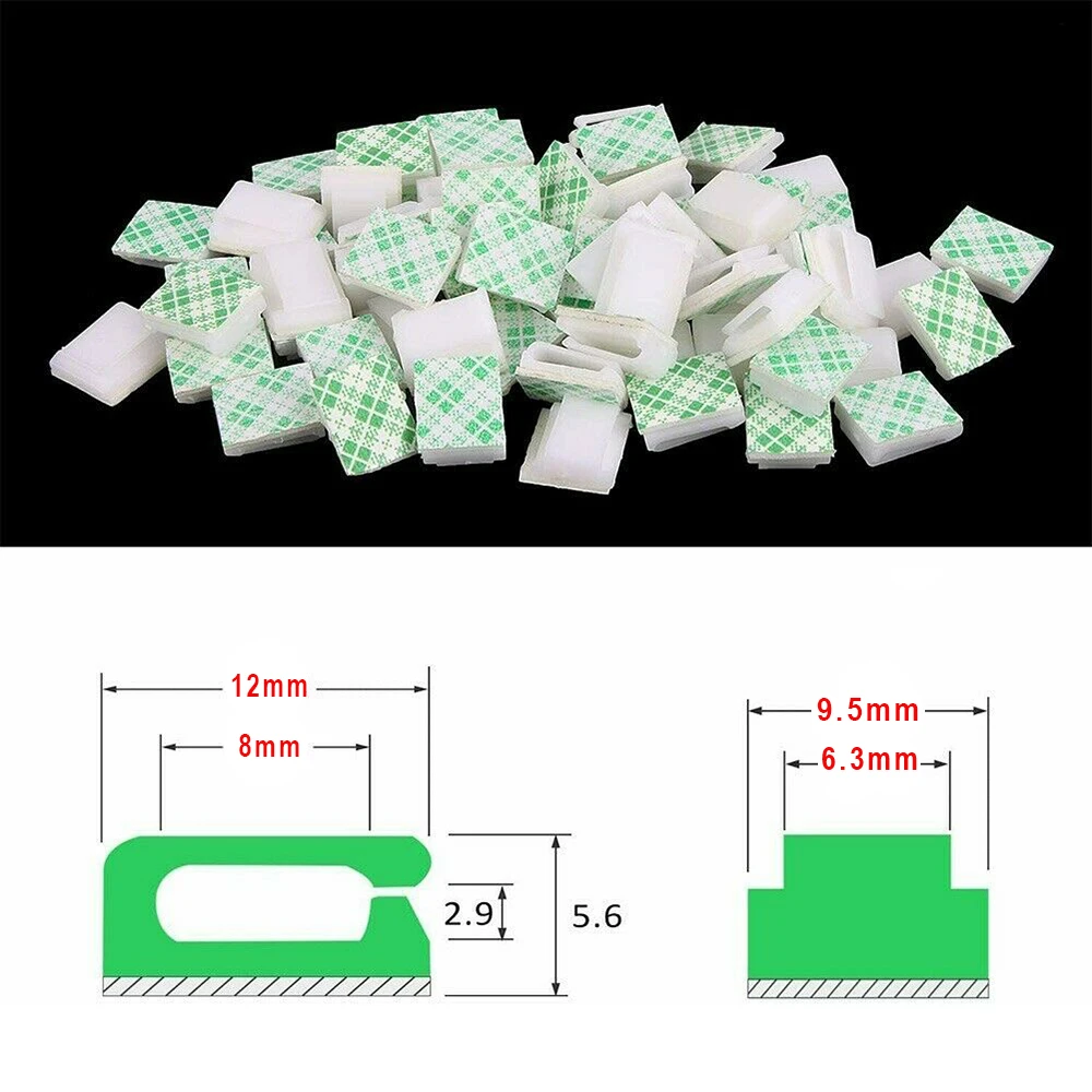 10pcs-100Pcs Light Strip Mounting Clips Self Adhesive Led Light Fasteners Mounting Holder Cable Clamp Organizer 8mm Light Strip