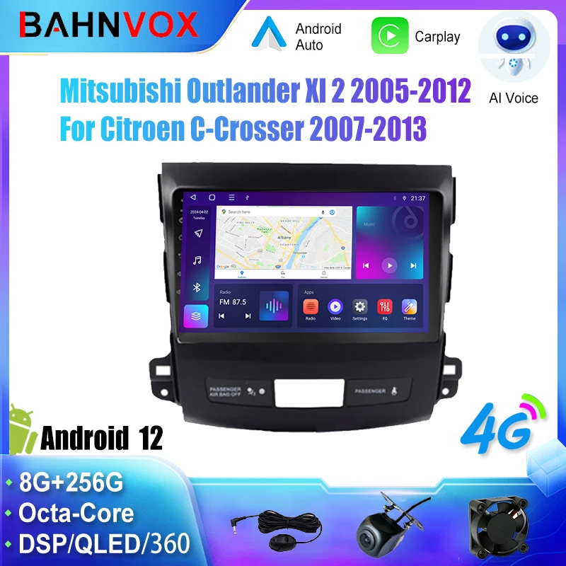 Android Car Radio Carplay for Mitsubishi Outlander Xl 2 2005-2012 Citroen C-Crosser 2007-2013 GPS Navigation Multimedia Player