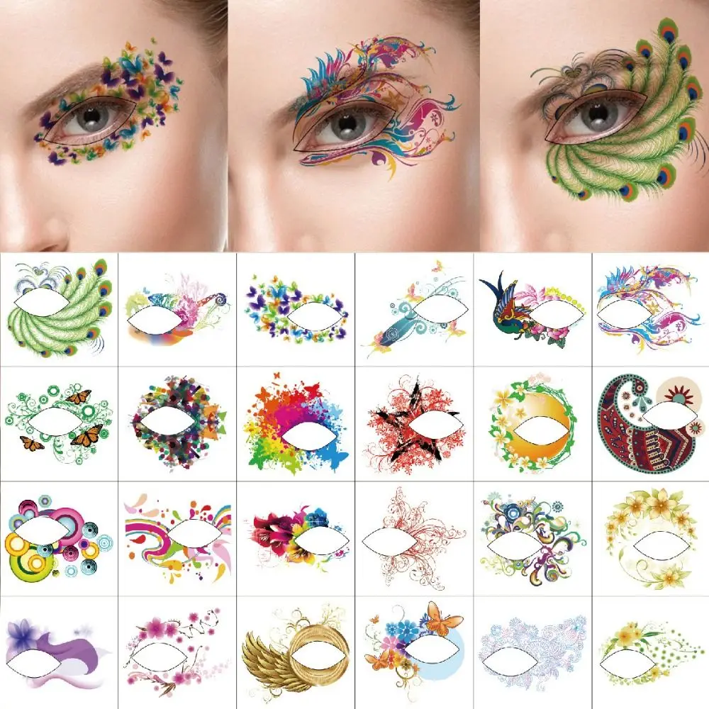 Waterproof Eye Shadow Tattoo Stickers Water Transfer Fake Tatto Temporary Eye Tattoo Fashion Colorful Makeup Eyeliner Sticker