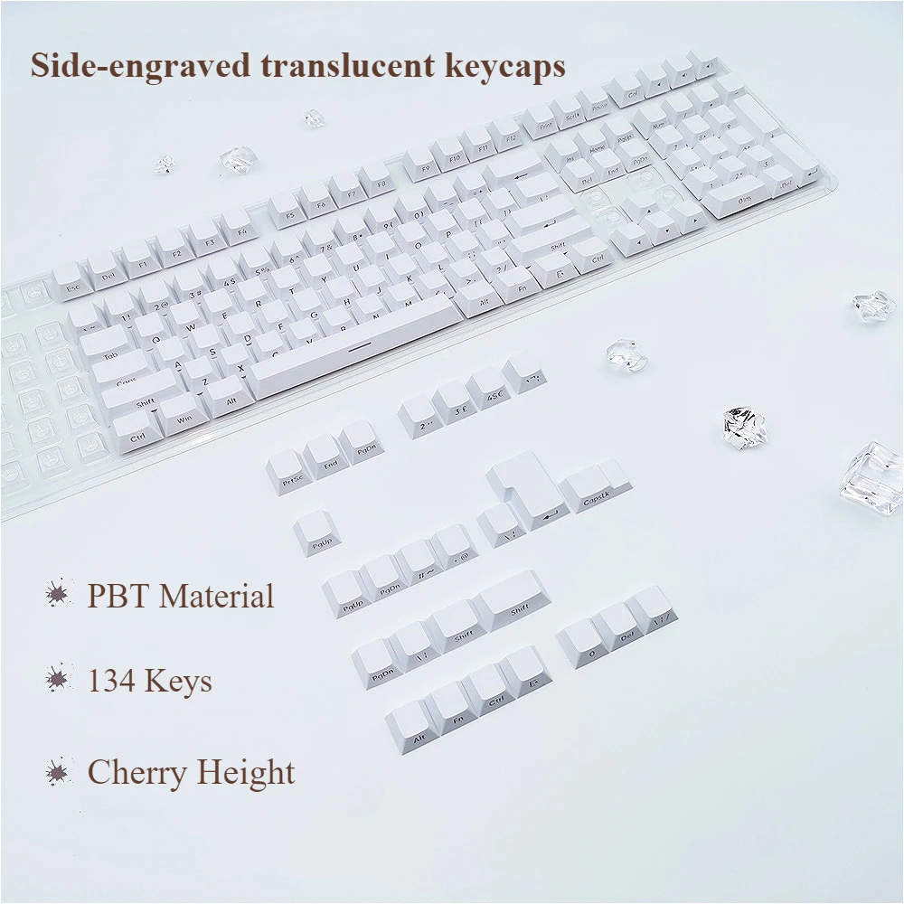 134 key Cherry keycap set PBT side engraved glow, suitable for 60/64/84/98/108 gaming mechanical keyboard MX switch